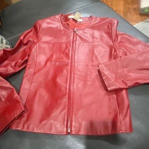 Apostrophe red leather jacket size small